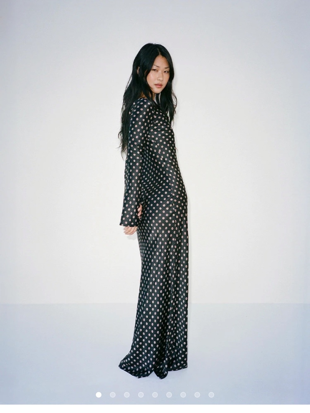 The Gia Long-Sleeve Maxi Dress in Dharma Noir